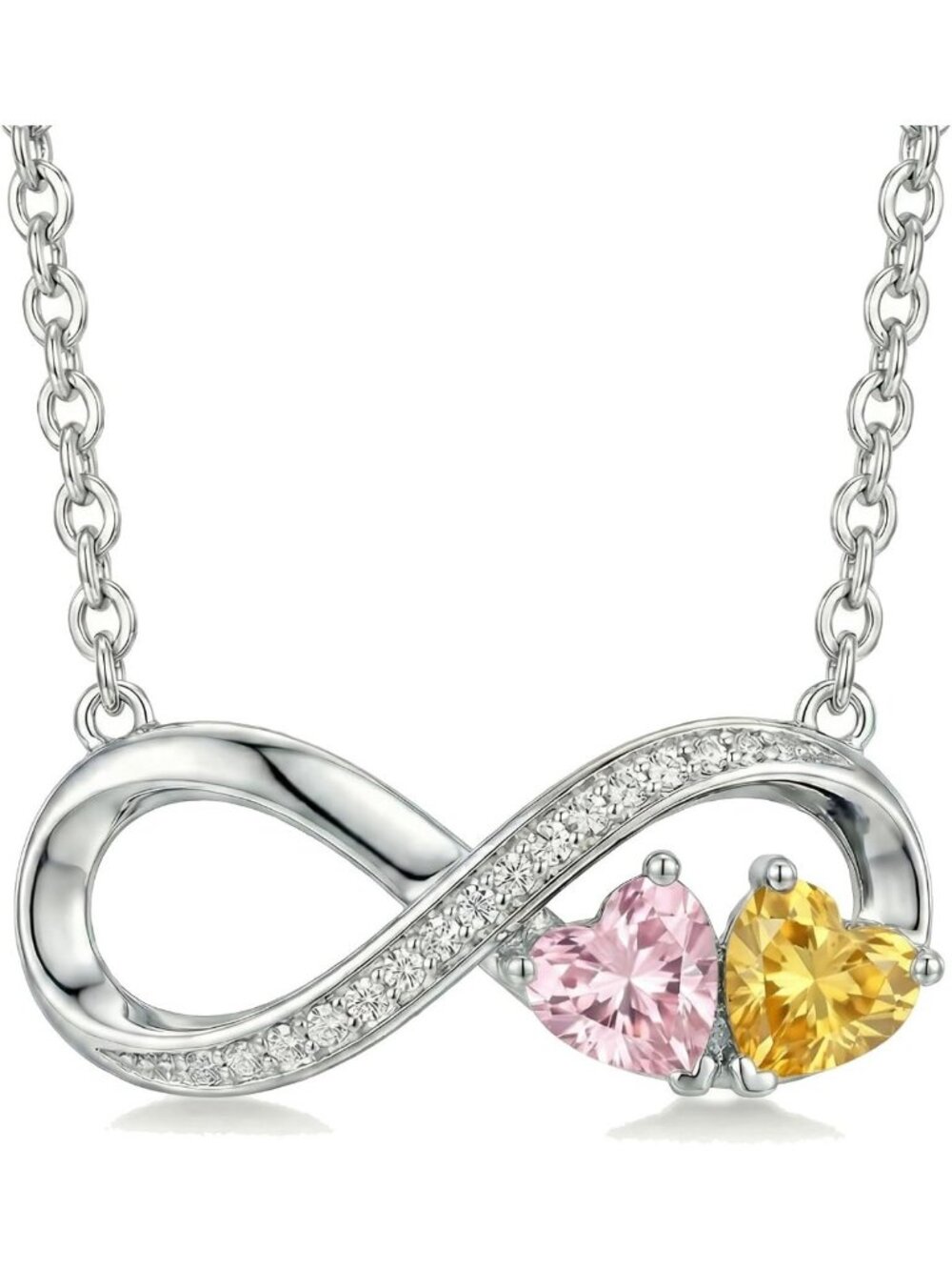 Elegant Birthstone Infinity Necklace in 18K White Gold - Perfect Gift for Women